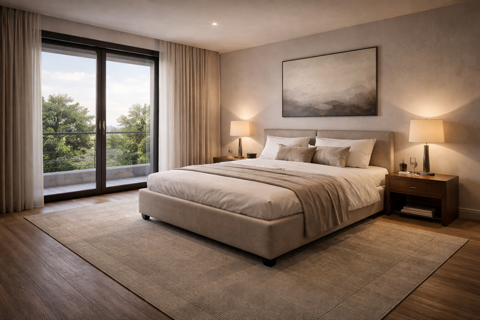 Stimmungsvolles Schlafzimmer mit dekorativen Akzenten